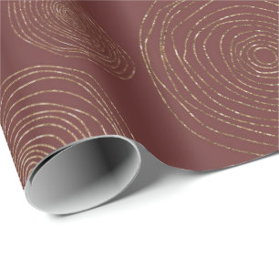 Papel De Presente Círculos de Ouro Espiral Funcky Maroon