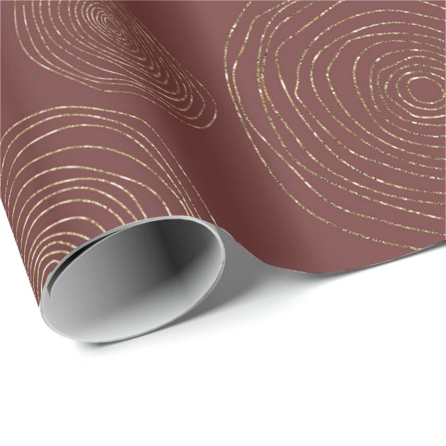 Papel De Presente Círculos de Ouro Espiral Funcky Maroon (Ponta do rolo)