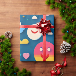 Papel De Presente Círculos de sorriso 3D Padrão do arco-íris