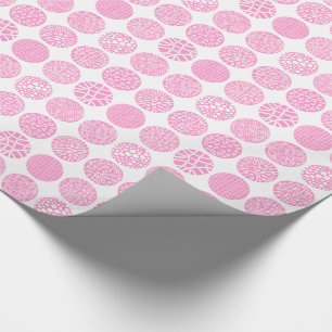 Papel De Presente Círculos Decorativos - Rosa e Branco