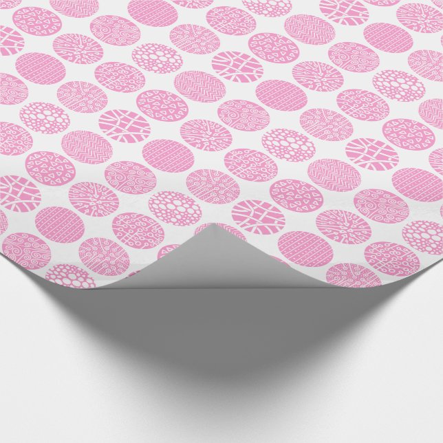 Papel De Presente Círculos decorativos - Rosa e Branco (Ponta)