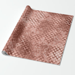 Papel De Presente Círculos Dourados Rosa Brilhantes Luxo Faísca