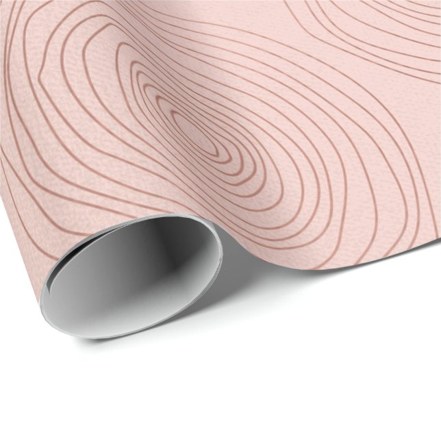 Papel De Presente Círculos Dourados Rosa Rosa Rosa Rosa Rosa Rosa, P (Ponta do rolo)