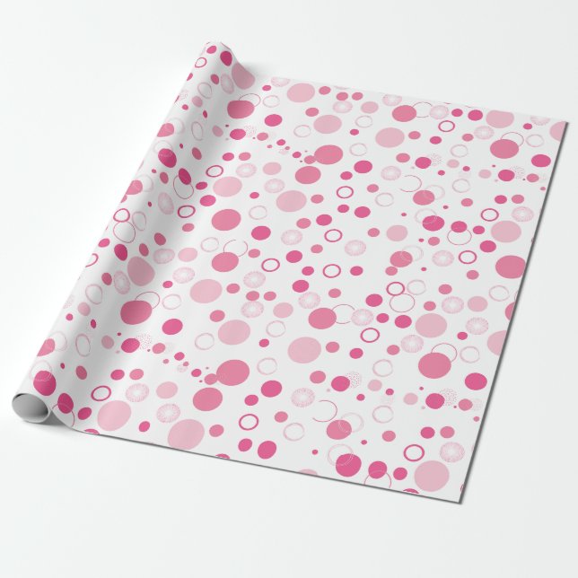 Papel De Presente Círculos E Pontos Rosa Na moda modernos (Desenrolado)