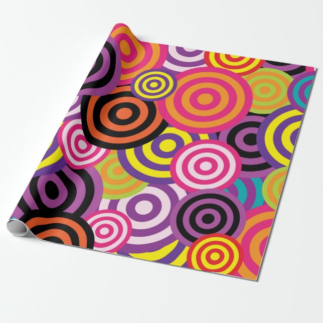 Papel De Presente Círculos Geométricos Abstratos Grunge Retrô (Desenrolado)