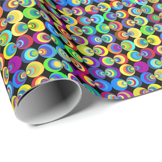 Papel De Presente Círculos Geométricos do Arco-íris  (Ponta do rolo)