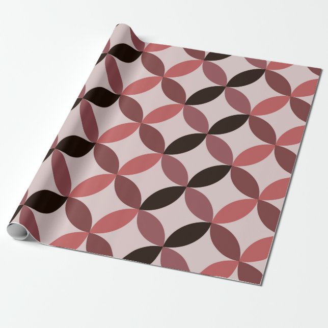 Papel De Presente Círculos Geométricos Moderno de Meados do Século C (Desenrolado)