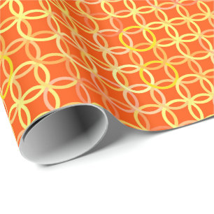 Papel De Presente Círculos modernos do meio século, tanjerina