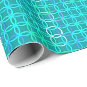 Papel De Presente Círculos modernos do século Médio, turquesa e a