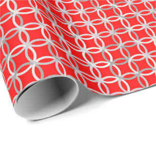 Papel De Presente Círculos modernos do século médio, vermelho profun