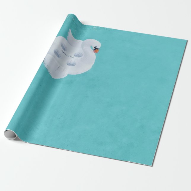 Papel De Presente Cisne branco inflável no corpo de água (Desenrolado)
