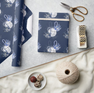Papel De Presente Cisnes Azuis Elegantes Personalizados