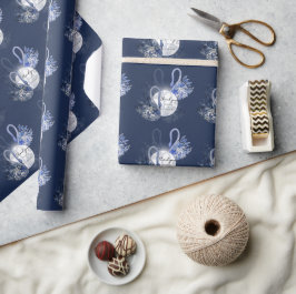 Papel De Presente Cisnes Azuis Personalizadas