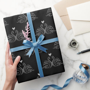 Papel De Presente Cisnes de Casamento Com um Coração 