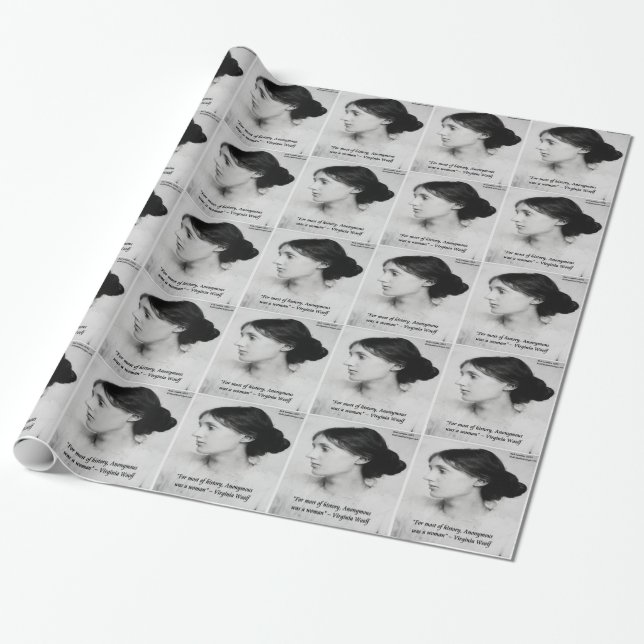Papel De Presente Citação Anônima de Virginia Woolf Era uma Mulher (Desenrolado)