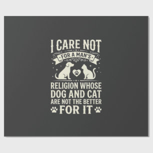 Papel De Presente Citação da Religião de Cachorro e Gato