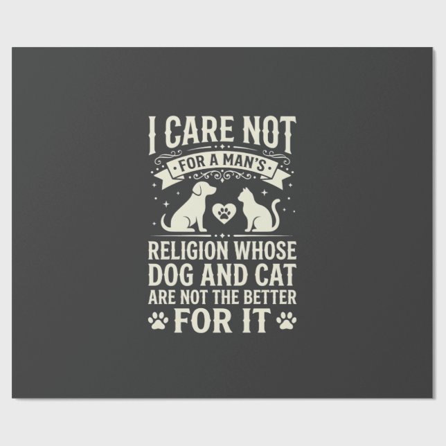 Papel De Presente Citação da Religião de Cachorro e Gato (Aberto)