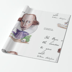 Papel De Presente Citação de Shakespeare em Caricatura e Tempest