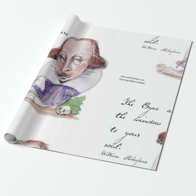 Papel De Presente Citação de Shakespeare em Caricatura e Tempest (Desenrolado)
