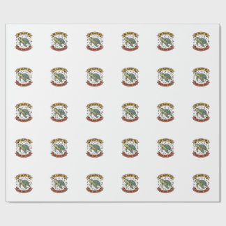 Papel De Presente Citação de Tartaruga Feliz Design de Gravura Vinta