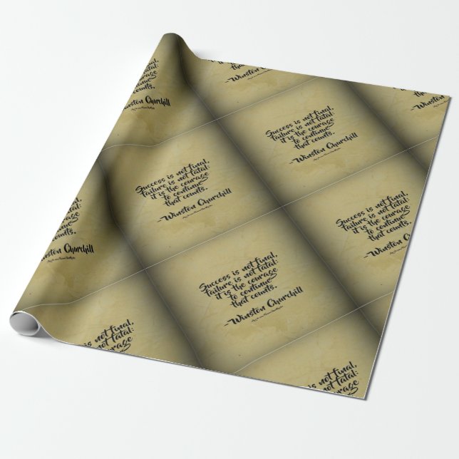 Papel De Presente Citação de Winston Churchill; Sucesso (Desenrolado)