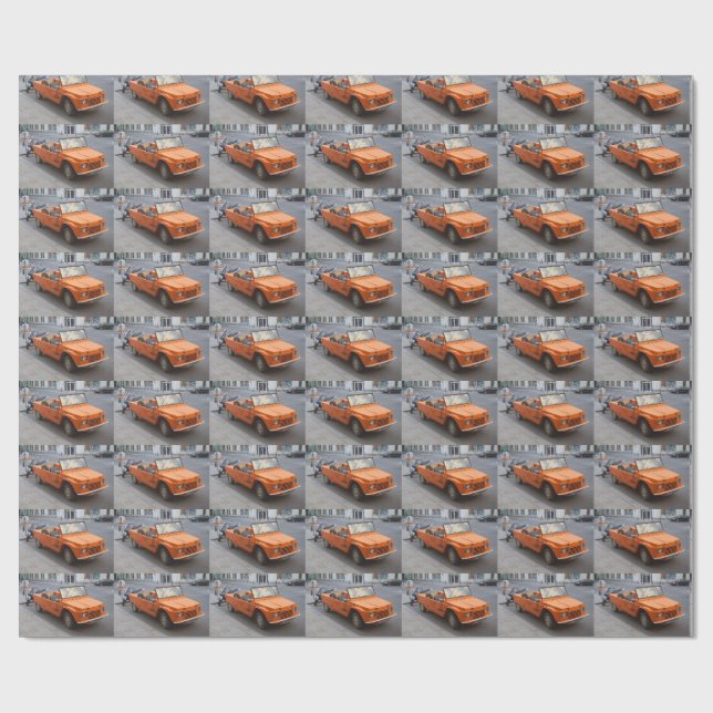 Papel De Presente Citroen Mehari laranja (Aberto)