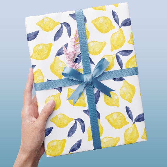 Papel De Presente Citrus de Padrão de Limão de Aquarela (Watercolor lemon pattern gift wrapping paper)