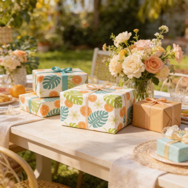 Papel De Presente Citrus Tropical (Citrus Tropical Wrapping Paper)