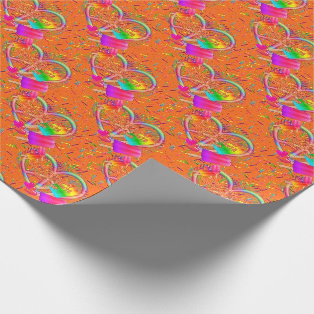 Papel De Presente CKC-Peace, Love and Popsicle's, Orange-Gift Wrap (Ponta)