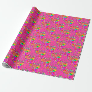 Papel De Presente CKC-Peace, Love and Popsicle's, Pink-Gift Wrap