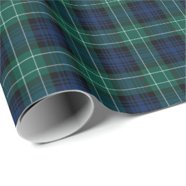 Papel De Presente Clan Abercrombie Tartan Green e Blue Xadrez