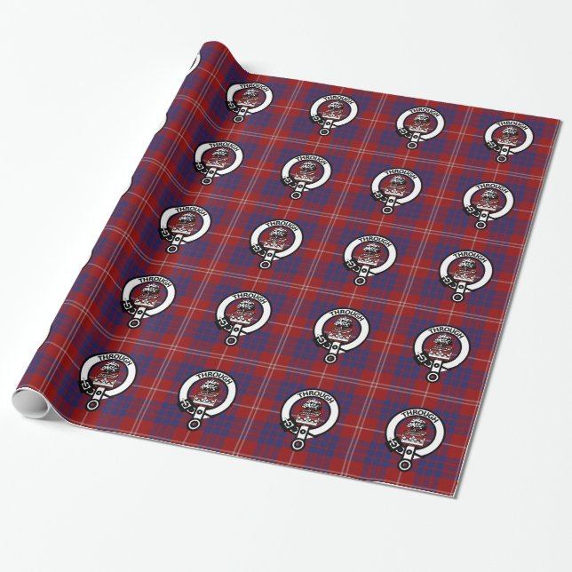 Papel De Presente Clan Hamilton Crest e Tartan Wrapping Paper (Desenrolado)