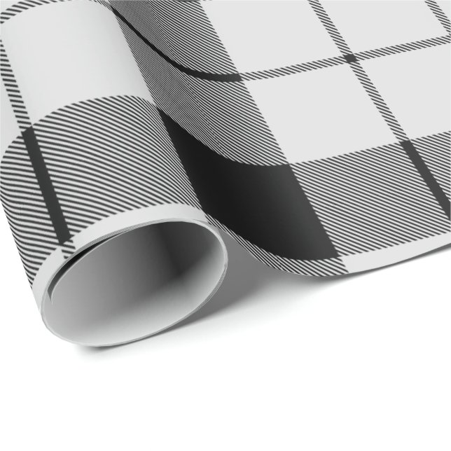 Papel De Presente Clan MacFarlane Black and White Tartan (Ponta do rolo)
