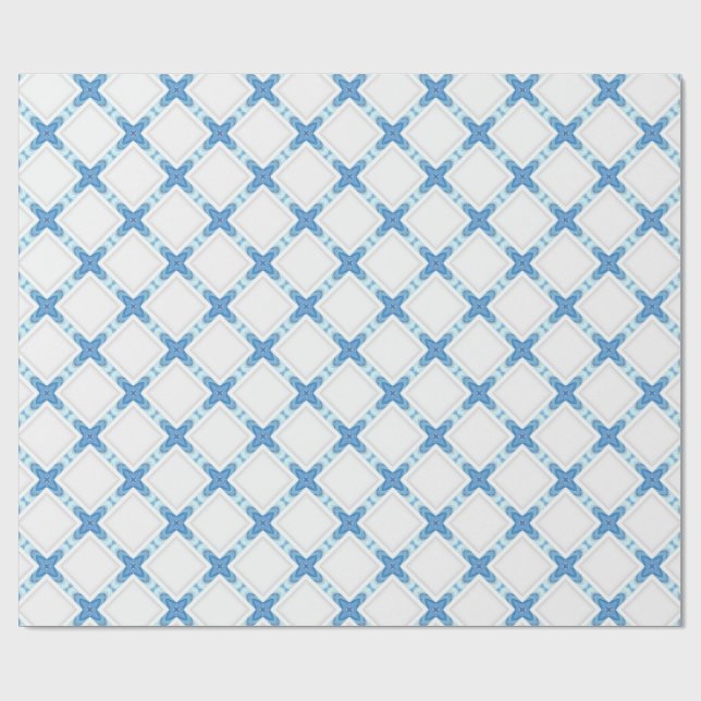 Papel De Presente Classe branca azul-lattice moderna (Aberto)