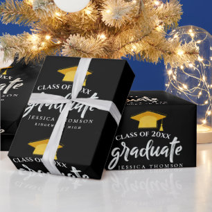 Papel De Presente Classe Dourada Negra de Partido Formando de Parabé