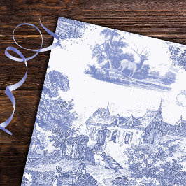 Papel De Presente Classic Blue Vintage French Chateau Toile