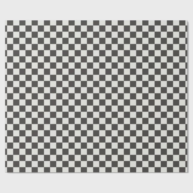 Papel De Presente Classic Charcoal Black & Cream Gingham (Aberto)