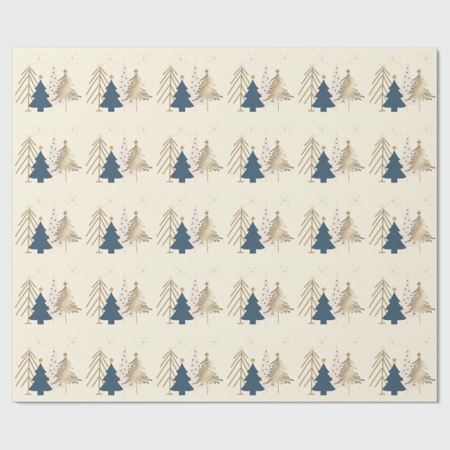 Papel De Presente Classic Christmas Tree Ivory  (Aberto)