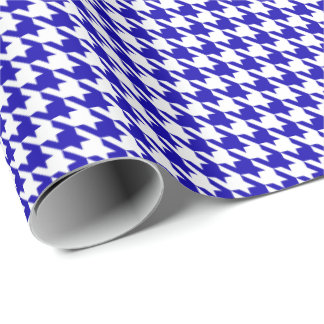 Papel De Presente Classic Dark Blue and White Houndstooth Pattern