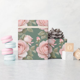 Papel De Presente Classic English Roses In Blush Pink 