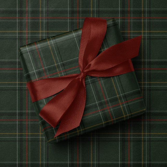 Papel De Presente Classic holiday plaid hunter green Christmas (Criador carregado)