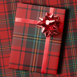 Papel De Presente Classic Holiday Plaid Stylish Red Christmas