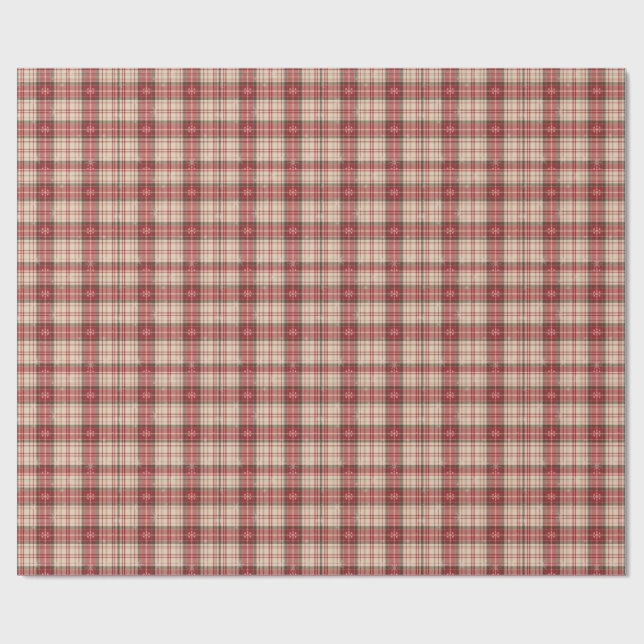 Papel De Presente Classic Holiday Tartan Wrapping Paper with Snow (Aberto)