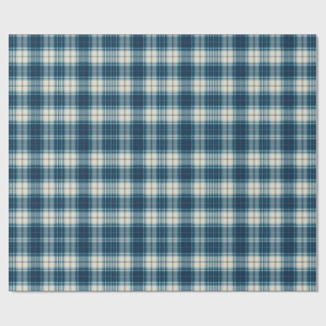 Papel De Presente Classic Indigo Plaid Wrap (Aberto)