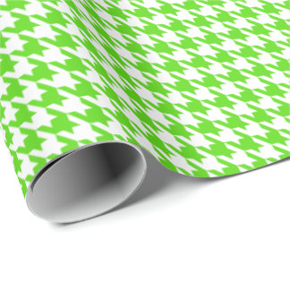 Papel De Presente Classic Light Green and White Houndstooth Pattern