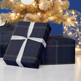 Papel De Presente Classic Navy Blue Plaid Christmas