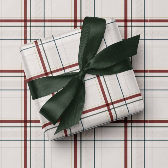 Papel De Presente Classic neutral Christmas holiday plaid (Criador carregado)