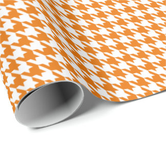 Papel De Presente Classic Orange and White Houndstooth Pattern
