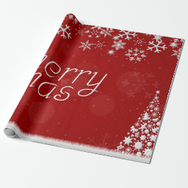 Papel De Presente Classic Red and White Festive Merry Christmas Wrap
