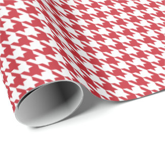 Papel De Presente Classic Red and White Houndstooth Pattern